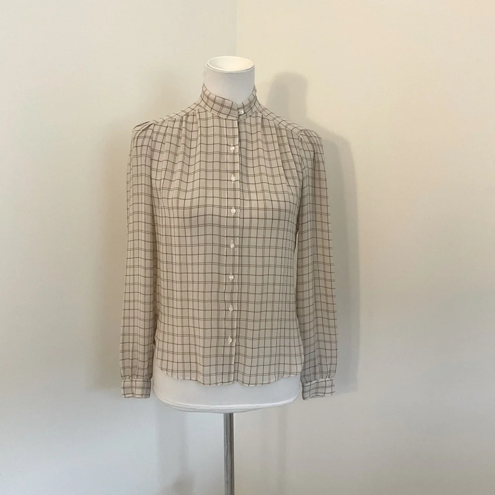 Vintage Women’s Campus Casuals of California Plaid Button-Up Tunic Blouse